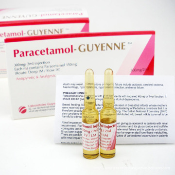 Paracetamol-Guyenne Injecção para Analgésicos e Antipiréticos Medicamentos Químicos 300mg / 2ml